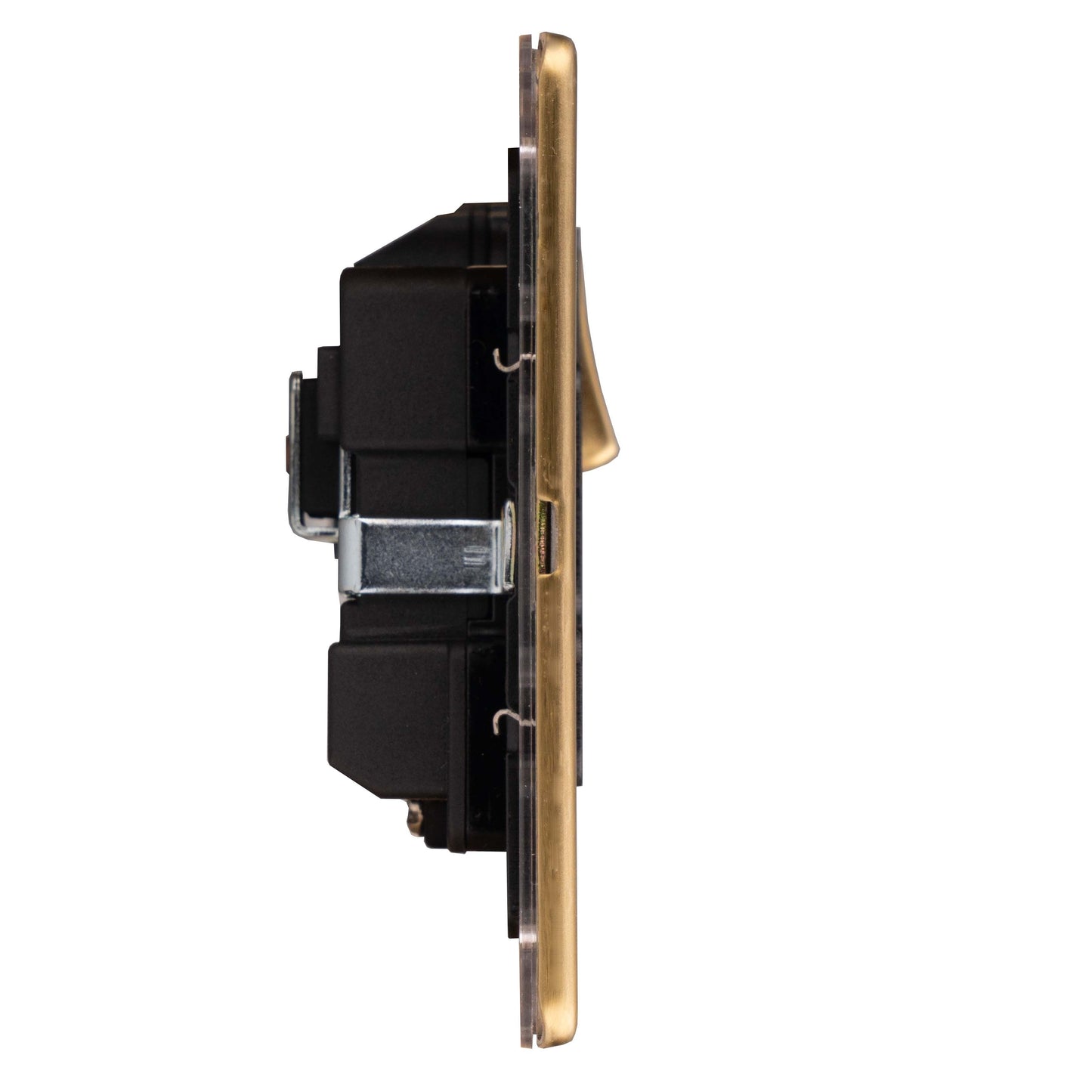 Concealed 3mm 2 Gang 13Amp Switched Socket - Satin Brass