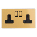 Stainless steel 2 Gang Socket - Satin Brass