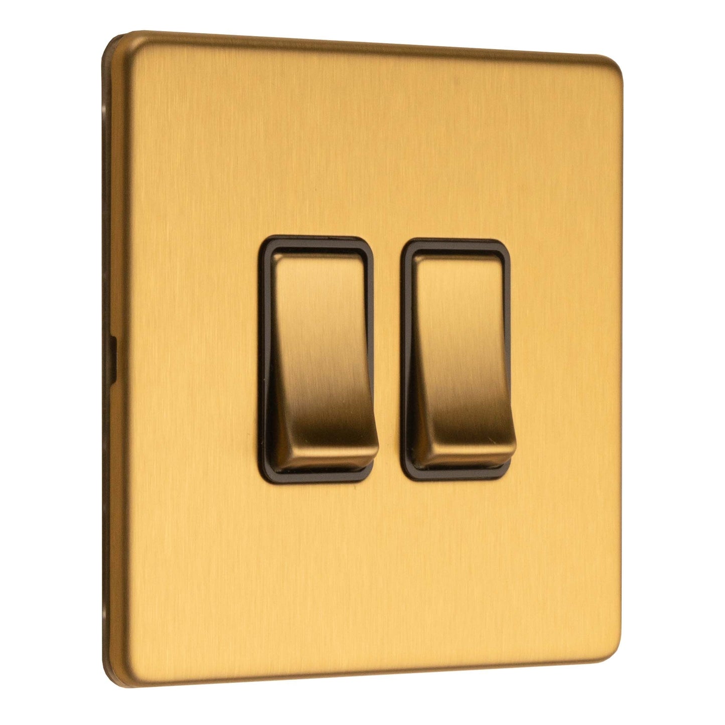 Concealed 3mm 2 Gang 2Way Switch - Satin Brass