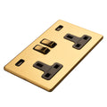 Concealed 3mm 2 Gang 13Amp Switched Socket With Usb - Satin Brass