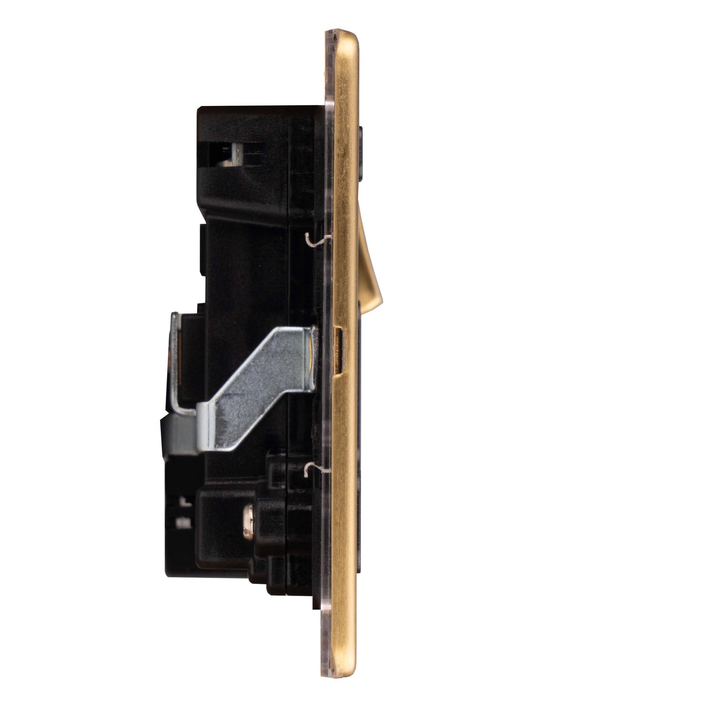 Concealed 3mm 2 Gang 13Amp Switched Socket With Usb - Satin Brass
