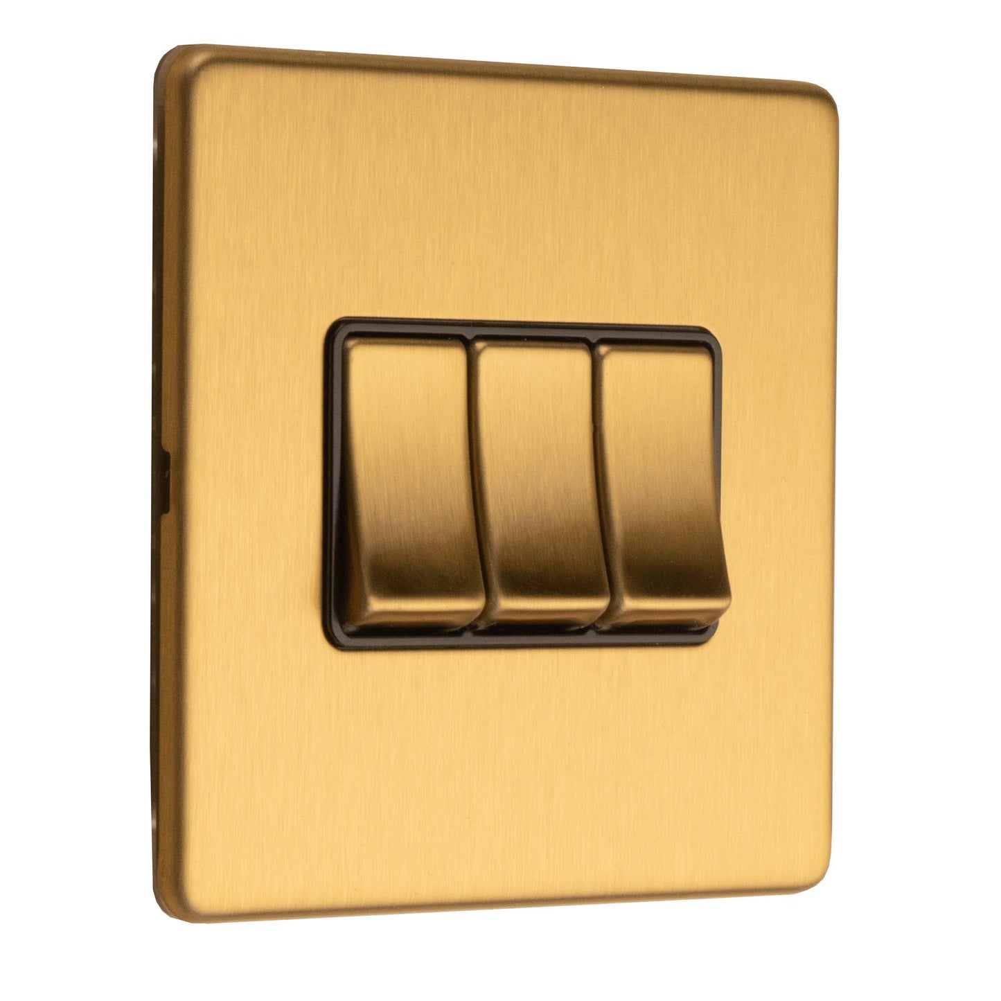 Concealed 3mm 3 Gang 2Way Switch - Satin Brass