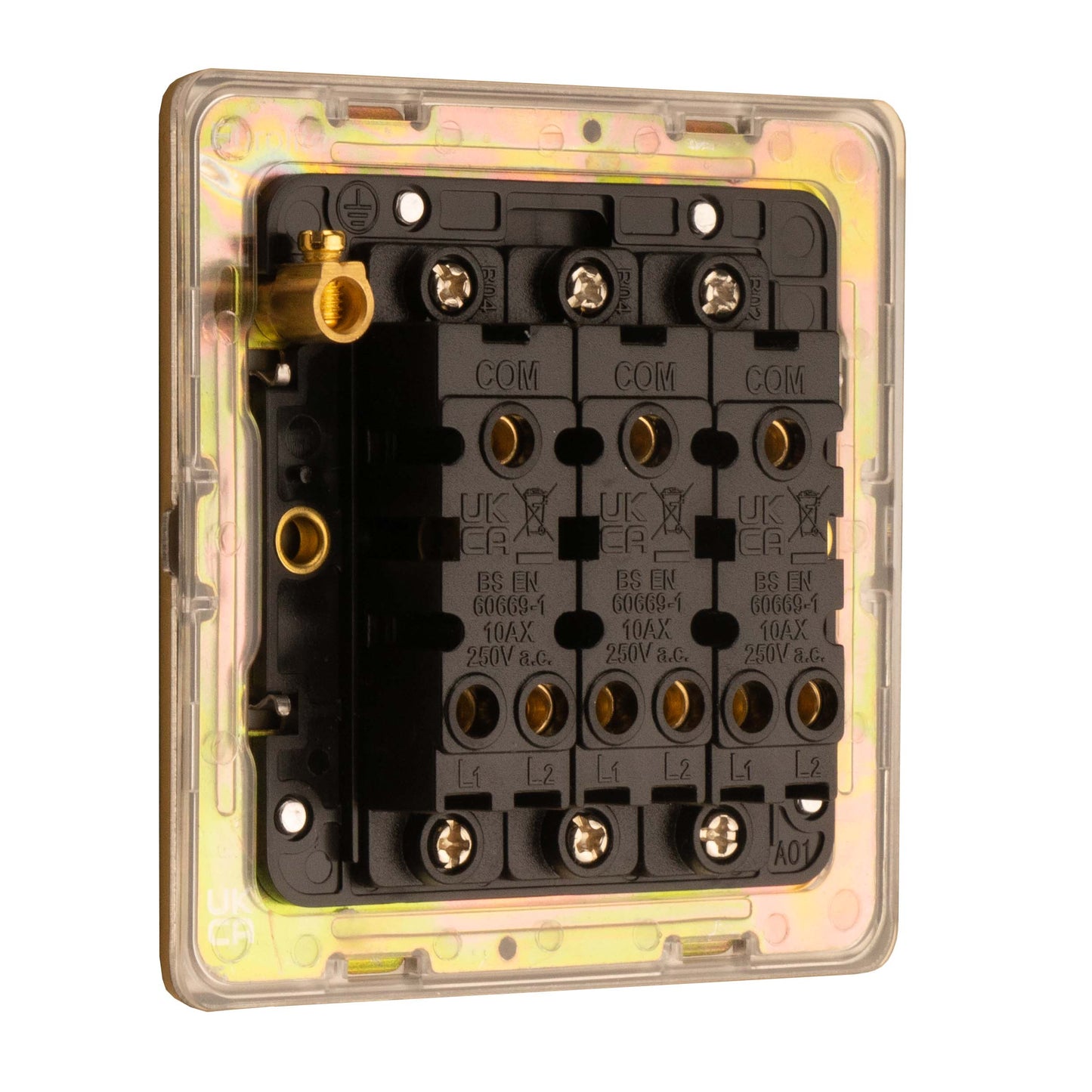 Concealed 3mm 3 Gang 2Way Switch - Satin Brass