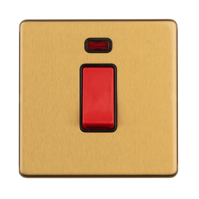 Stainless steel 45Amp Switch With Neon Indicator - Satin Brass