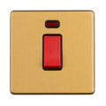 Concealed 3mm 1 Gang 45 Amp Switch With Neon Indicator - Satin Brass