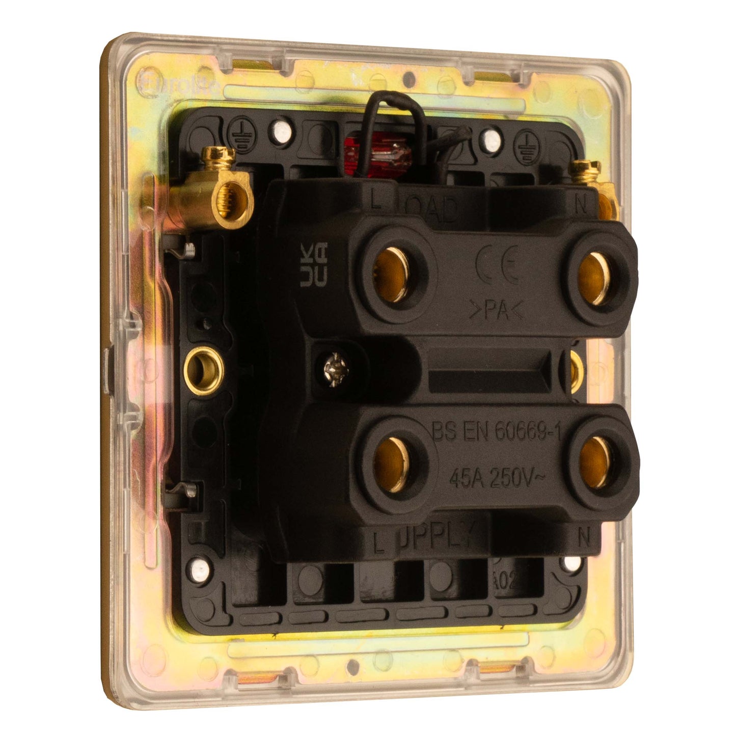 Stainless steel 45Amp Switch With Neon Indicator - Satin Brass