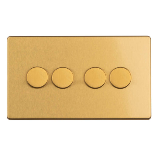 Stainless steel 4 Gang Dimmer - Satin Brass