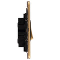 Eurolite Concealed 3mm 6 Gang 2Way Switch in satin brass finish, featuring a sleek design with a toggle switch and a compact profile for wall mounting.