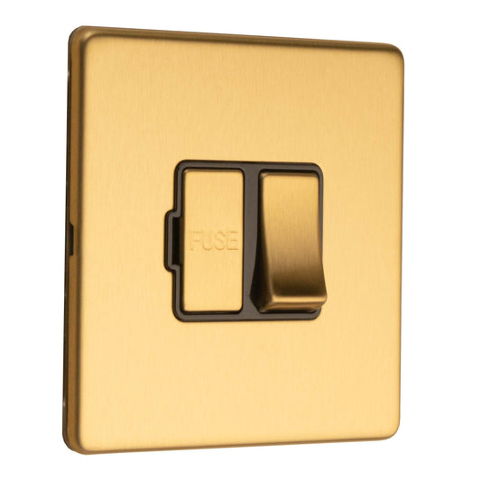 Concealed 3mm 13Amp Switched Fuse Spur - Satin Brass