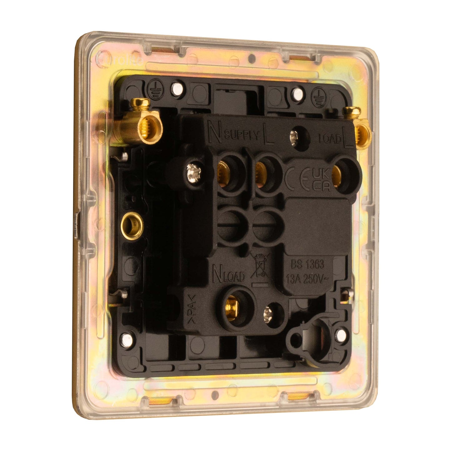 Stainless steel Switched Fuse Spur - Satin Brass