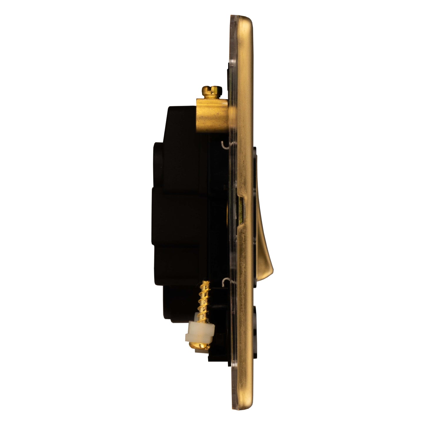 Concealed 3mm 13Amp Switched Fuse Spur With Flex Outlet - Satin Brass