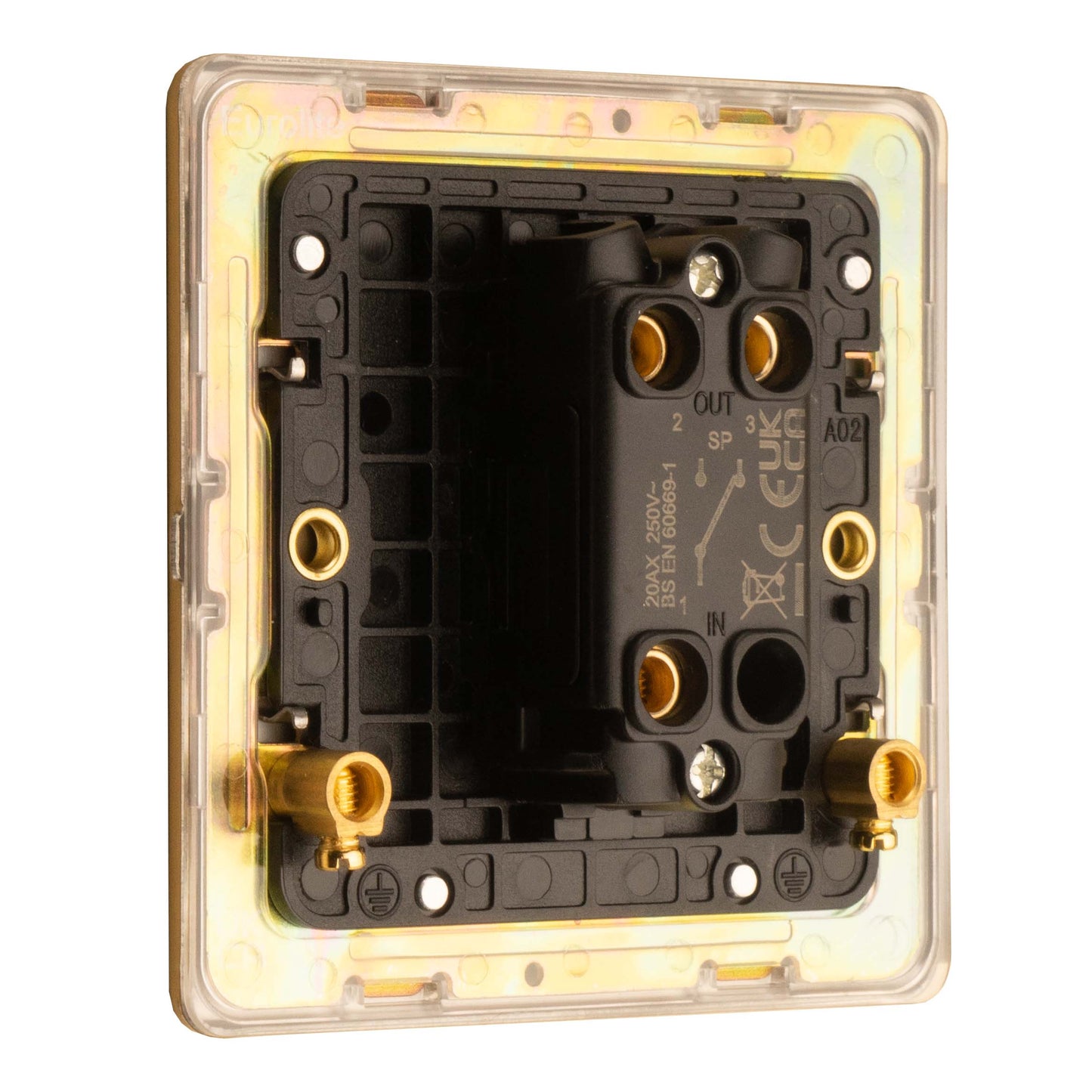 Concealed 3mm 1 Gang 2 Way Toggle Switch - Satin Brass