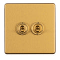 Concealed 3mm 2 Gang 2 Way Toggle Switch - Satin Brass