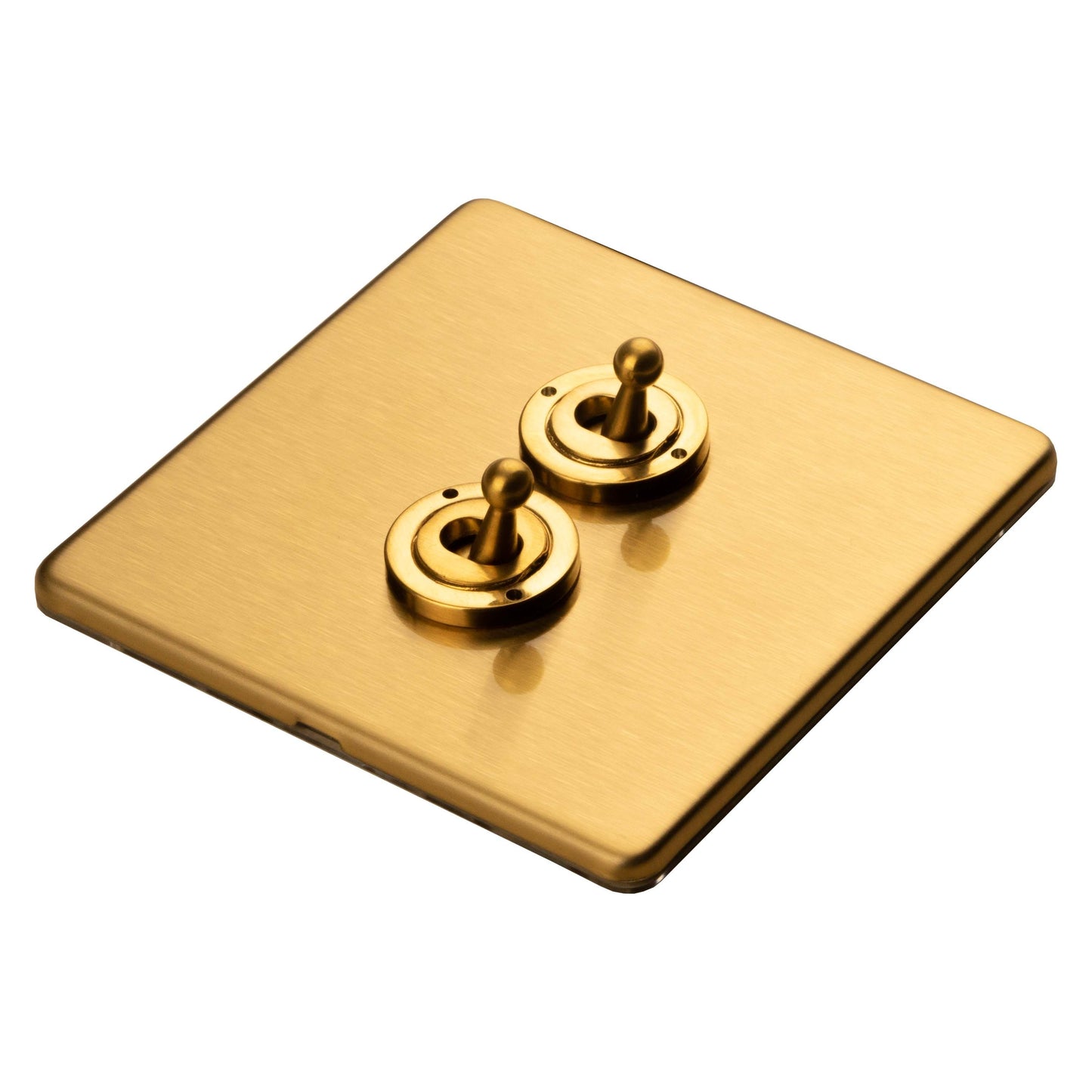 Concealed 3mm 2 Gang 2 Way Toggle Switch - Satin Brass