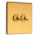 Stainless steel 2 Gang Toggle Switch - Satin Brass