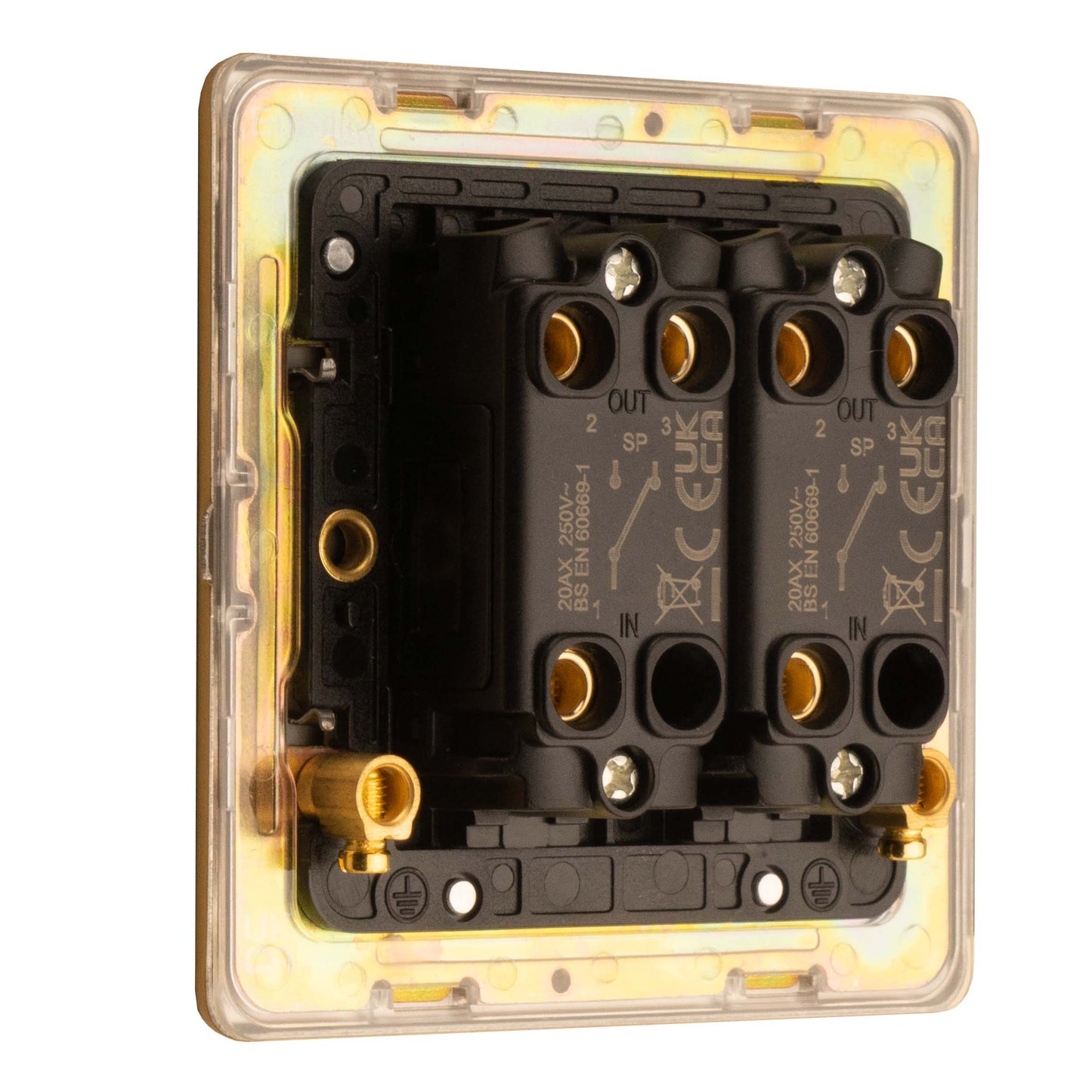 Stainless steel 2 Gang Toggle Switch - Satin Brass