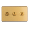 Concealed 3mm 3 Gang 2 Way Toggle Switch - Satin Brass