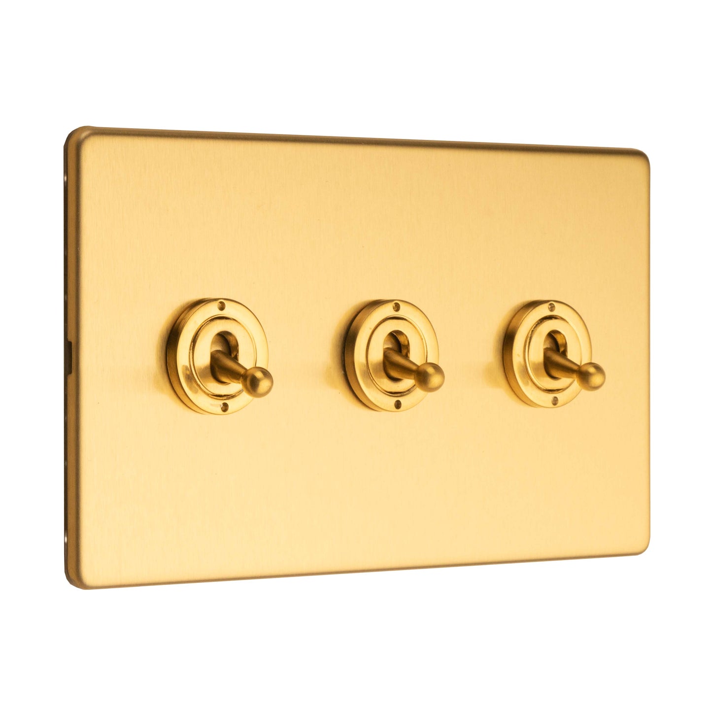 Concealed 3mm 3 Gang 2 Way Toggle Switch - Satin Brass