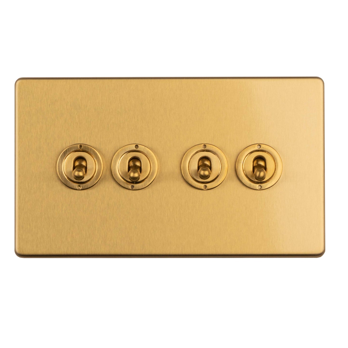Concealed 3mm 4 Gang 2 Way Toggle Switch - Satin Brass