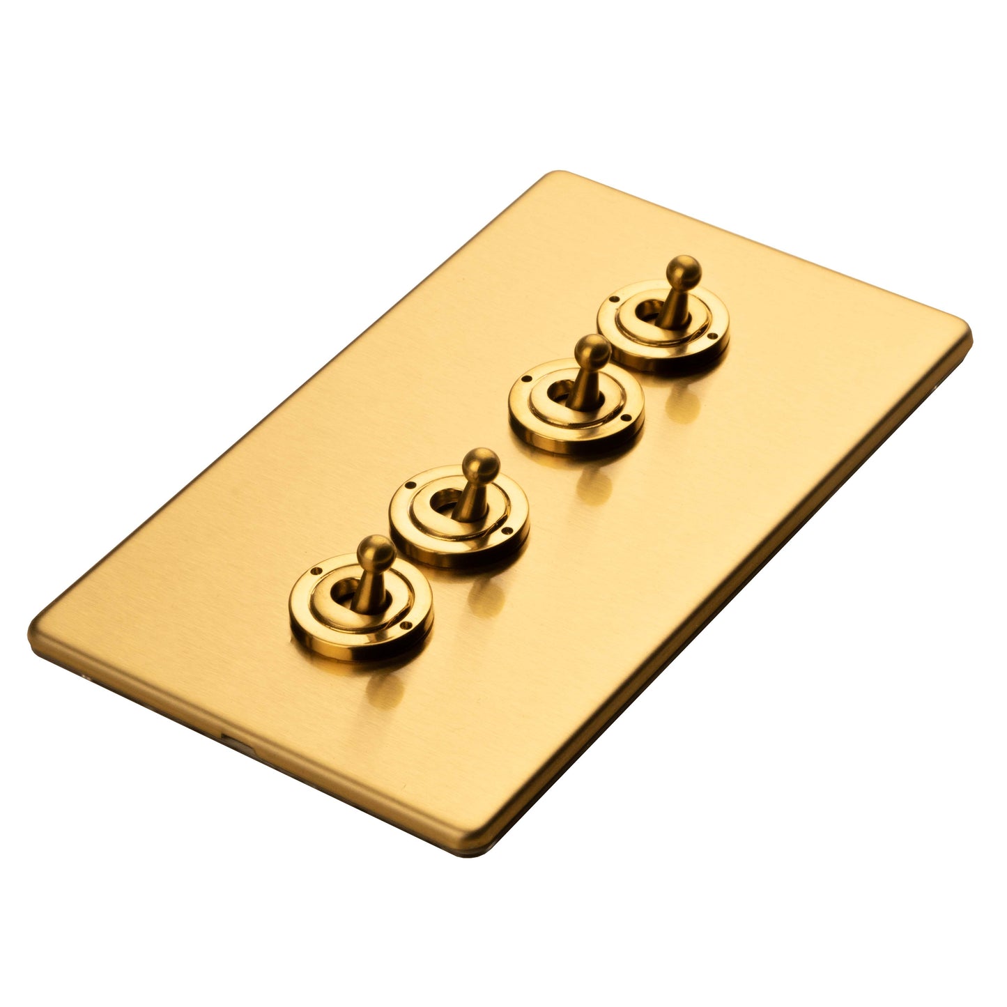 Concealed 3mm 4 Gang 2 Way Toggle Switch - Satin Brass