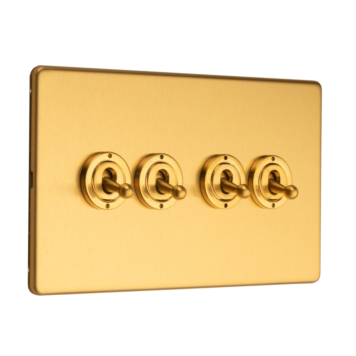Concealed 3mm 4 Gang 2 Way Toggle Switch - Satin Brass