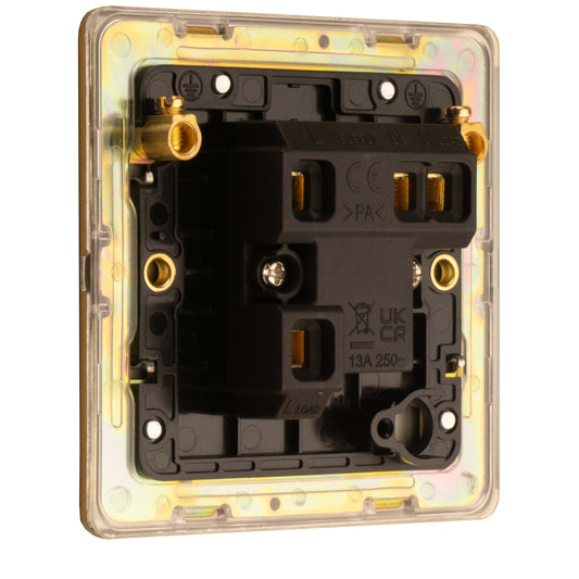 Concealed 3mm 13Amp Un-Switched Fuse Spur - Satin Brass