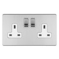 Concealed 3mm 2 Gang 13Amp Dp Switched Socket - Stainless Steel