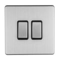 Concealed 3mm 2 Gang 10Amp 2Way Switch - Stainless Steel