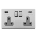 Concealed 3mm Concealed 3Mm 2 Gang Usbc Socket - Stainless Steel
