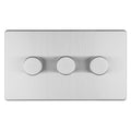 Concealed 3mm 3 Gang Led Push On Off 2Way Dimmer - Stainless Steel