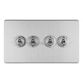 Concealed 3mm 4 Gang 10Amp 2Way Toggle Switch Satin Stainless Plate - Stainless Steel