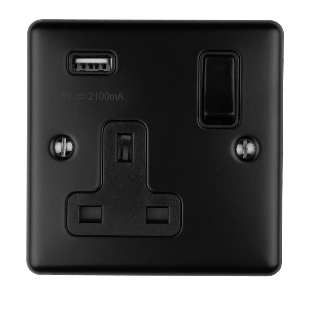 Enhance Decorative 1 Gang Usb Socket - Matt Black