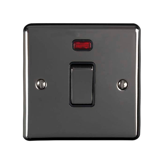 Enhance Decorative 20Amp Switch With Neon Indicator - Black Nickel