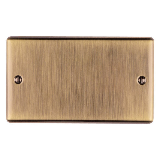Eurolite Enhance Decorative Double Blank Plate in antique finish, featuring a brushed texture and two side screws for secure installation.