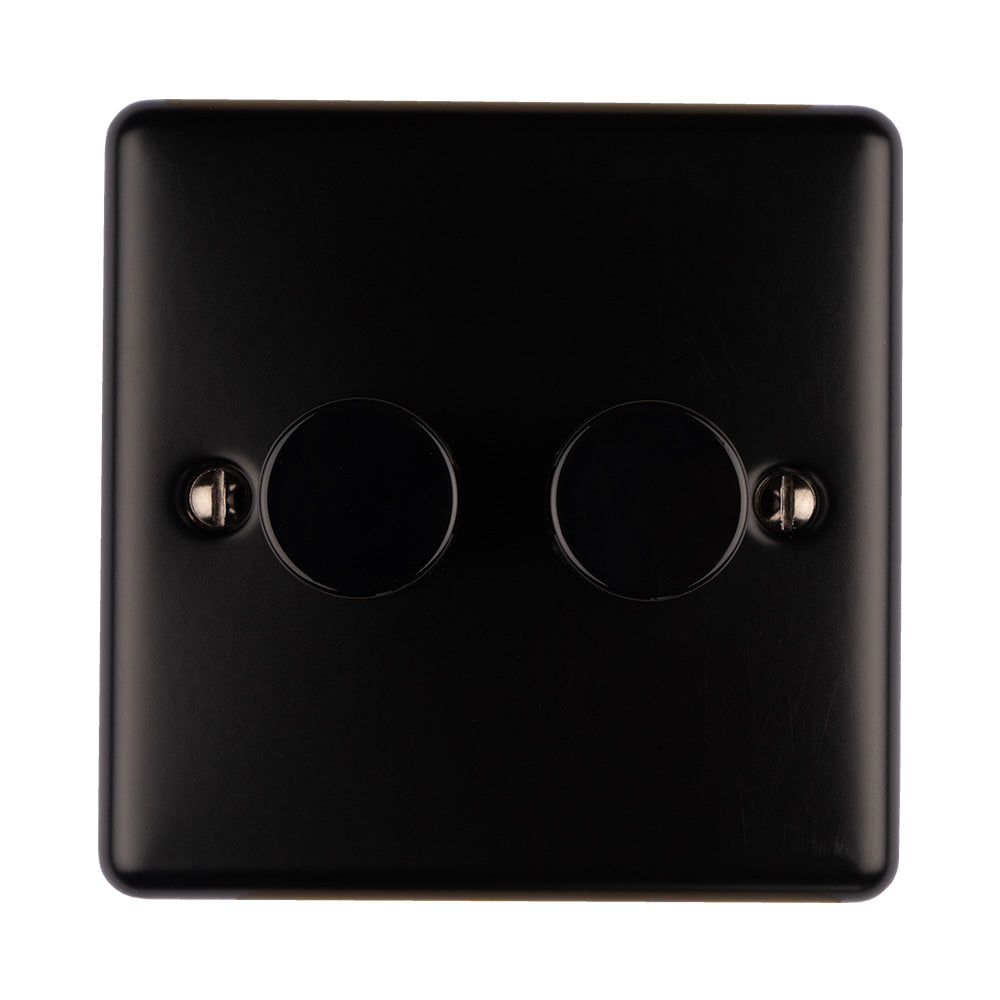 Enhance Decorative 2 Gang Dimmer - Matt Black