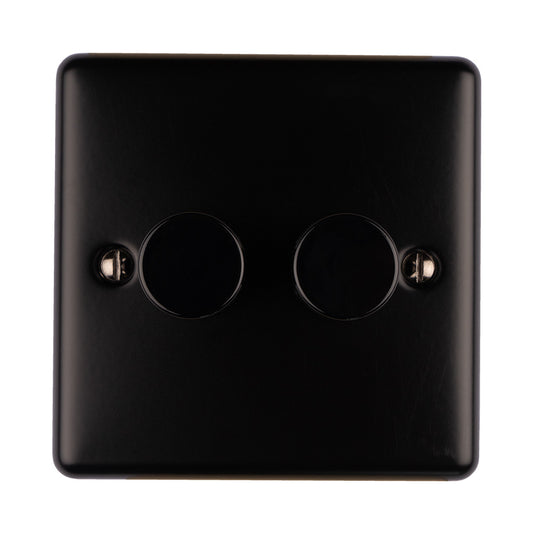 Enhance Decorative 2 Gang Dimmer - Matt Black