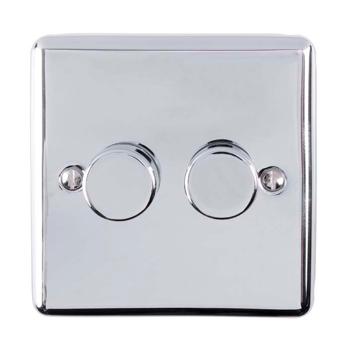 Enhance Decorative 2 Gang Dimmer - Polished Chrome