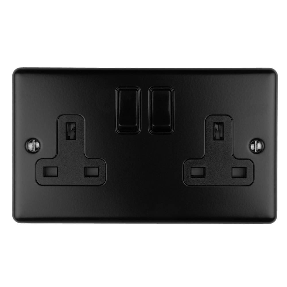 Enhance Decorative 2 Gang Socket - Matt Black