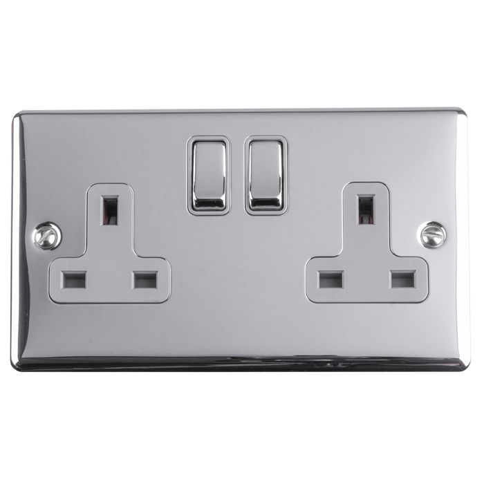 Enhance Decorative 2 Gang Socket - Polished Chrome