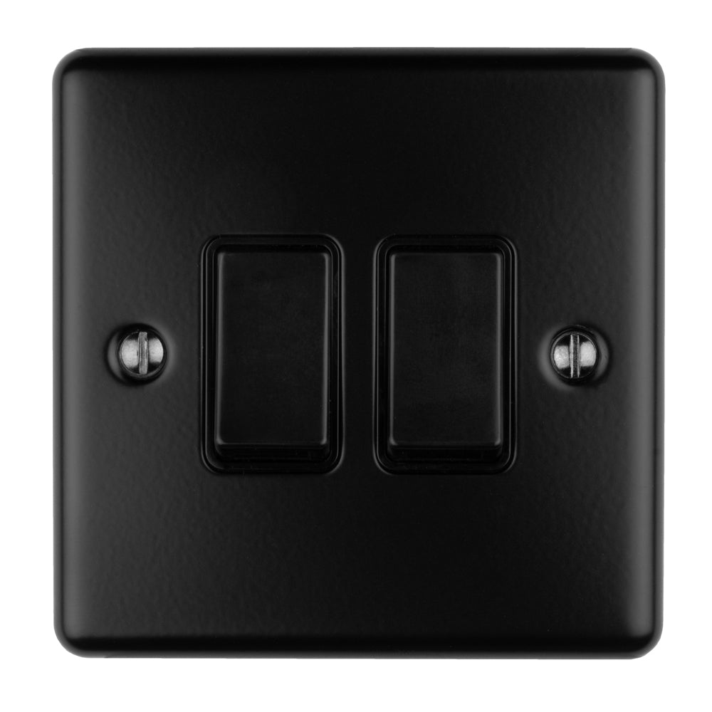 Enhance Decorative 2 Gang Switch - Matt Black
