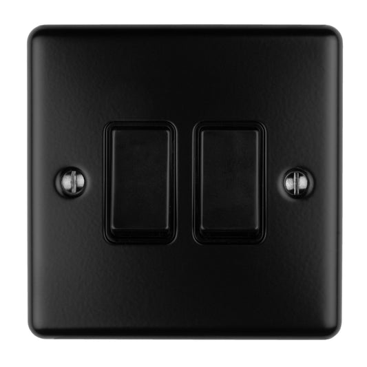 Enhance Decorative 2 Gang Switch - Matt Black
