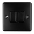 Enhance Decorative 2 Gang Switch - Matt Black