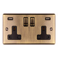 Enhance Decorative 2 Gang Usb Socket - Antique