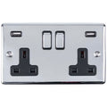 Enhance Decorative 2 Gang Usb Socket - Polished Chrome