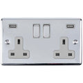 Enhance Decorative 2 Gang Usb Socket - Polished Chrome