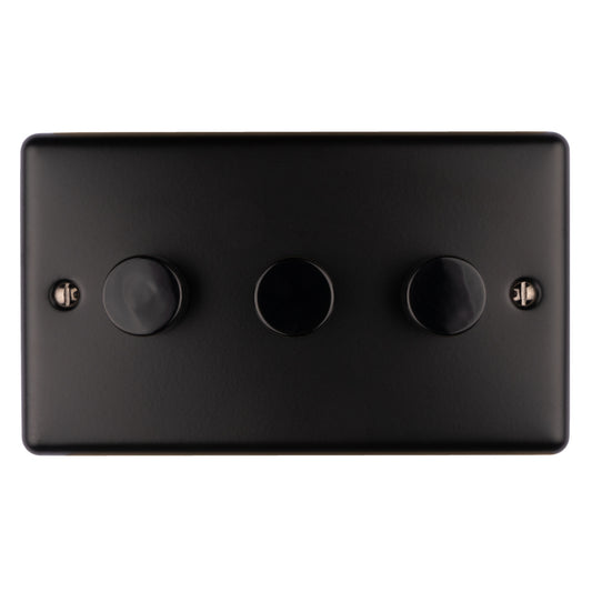 Enhance Decorative 3 Gang Dimmer - Matt Black
