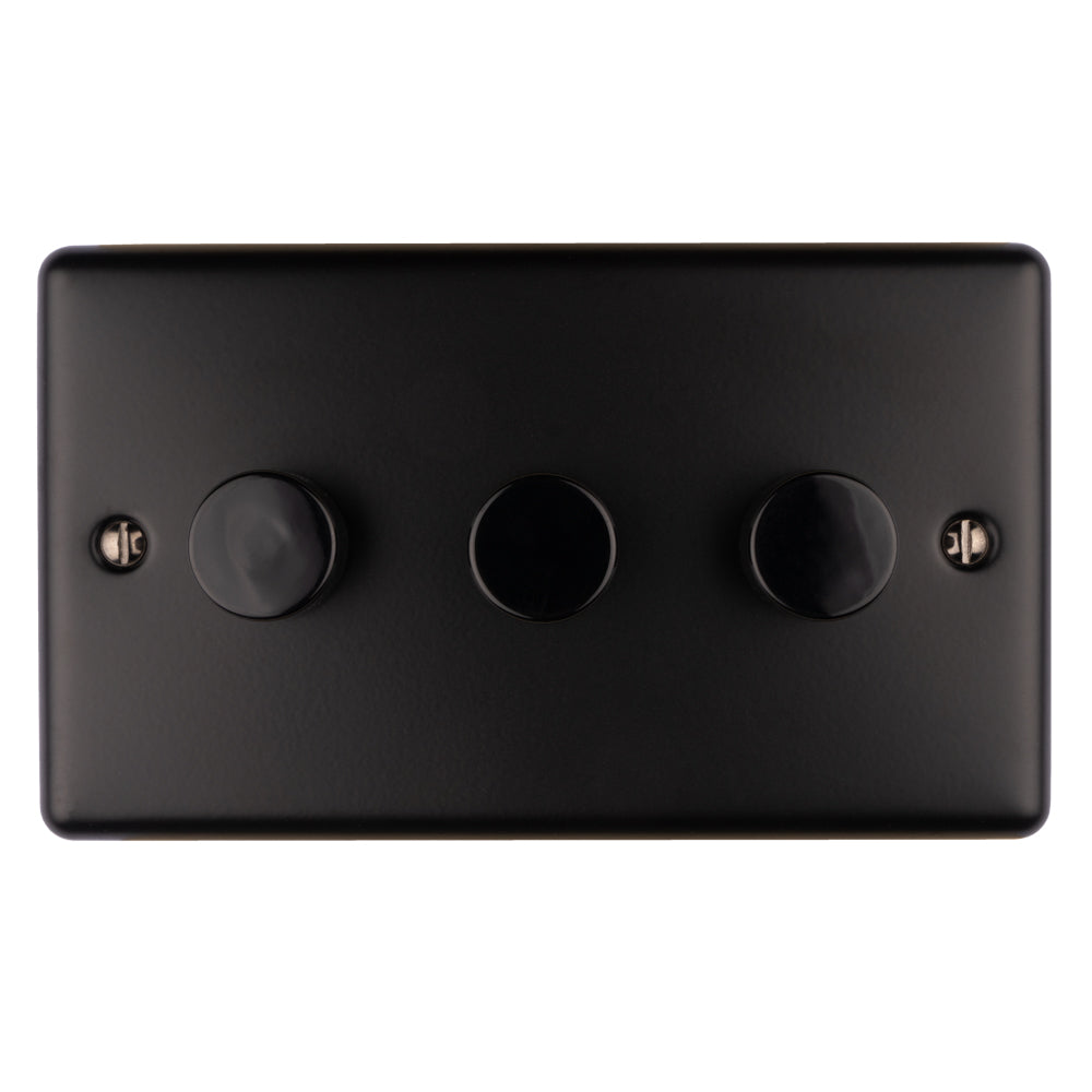 Enhance Decorative 3 Gang Dimmer - Matt Black