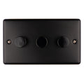 Enhance Decorative 3 Gang Dimmer - Matt Black