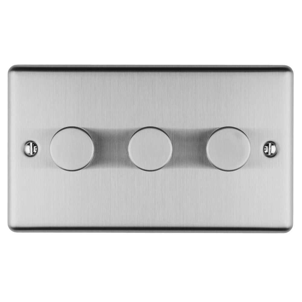 Enhance Decorative 3 Gang Dimmer - Satin Stainless