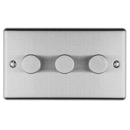 Enhance Decorative 3 Gang Dimmer - Satin Stainless